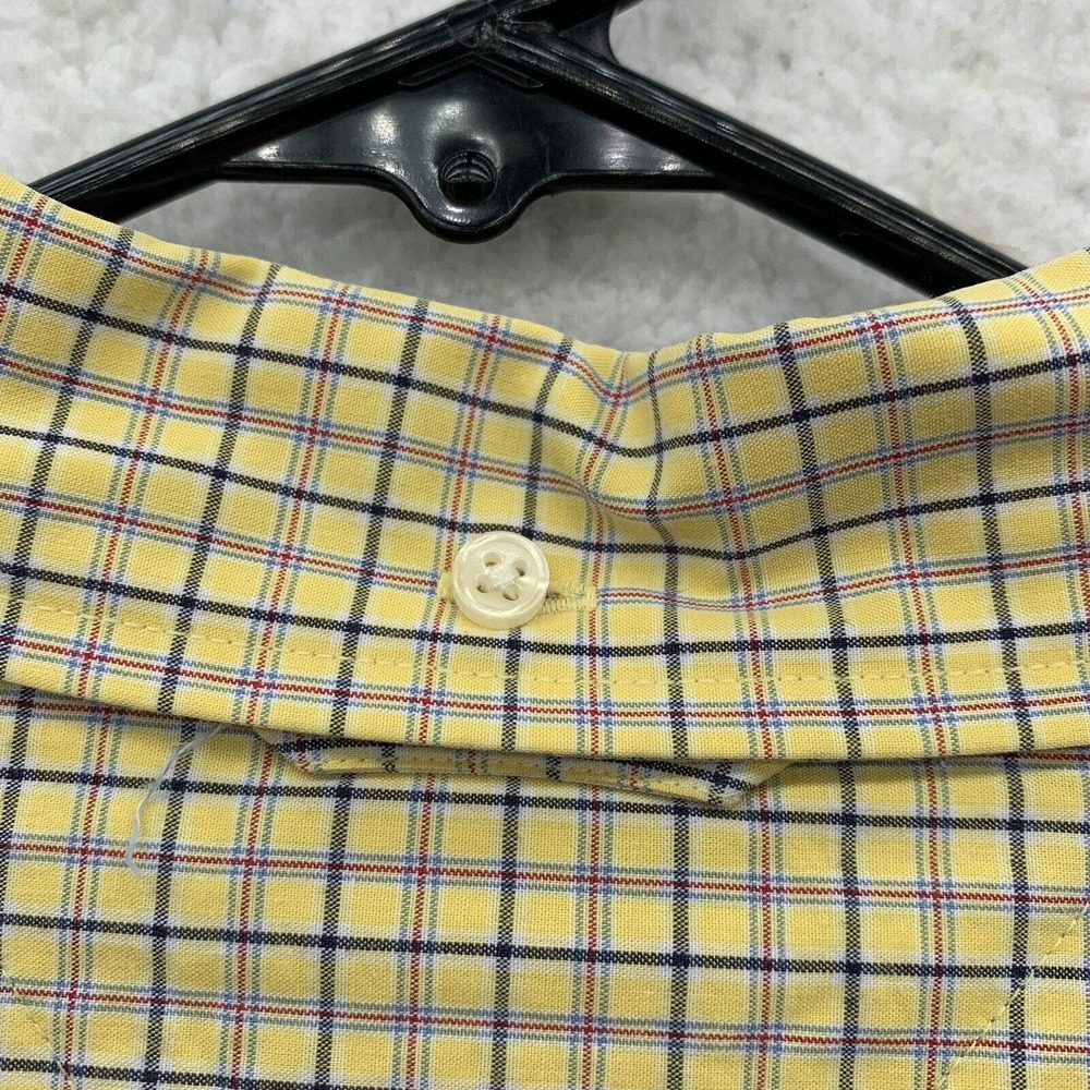 Tommy Hilfiger Button Up Shirt Mens XL X-Large Loose Fit Yellow Check Y2K Preppy - Picture 7 of 14